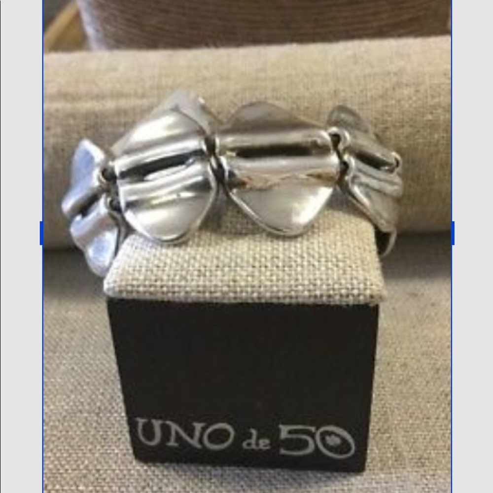 Uno De 50 Groupie Silver Plated Bone Bracelet